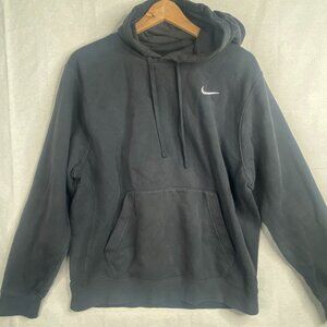 Nike Hoodie Sweatshirt Embroidered White Swoosh Pullover L Large Dark Gray